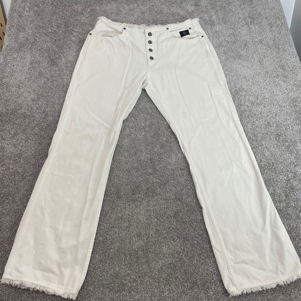 Vintage Harley Davidson Jeans Womens 14 Y2K Raw Hem Button Fly Biker White